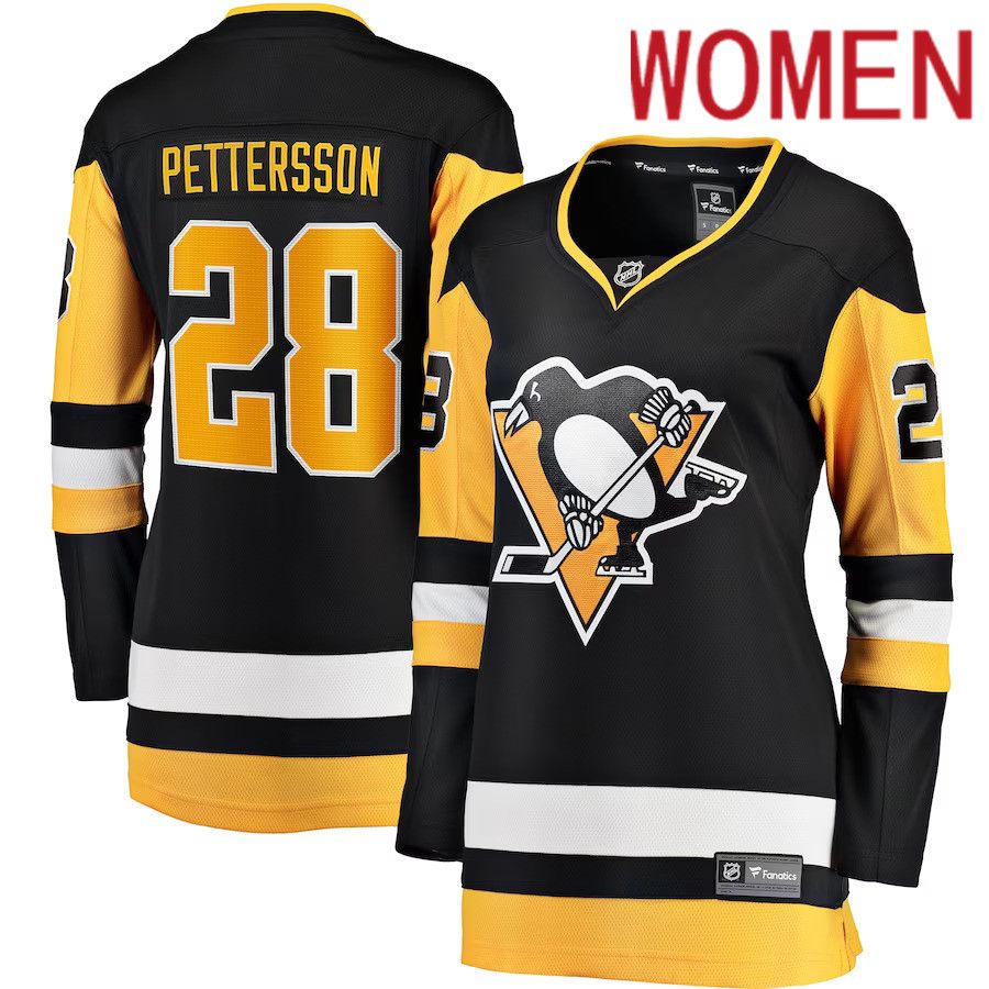 Women Pittsburgh Penguins #28 Marcus Pettersson Fanatics Branded Black Home Breakaway Player NHL Jersey